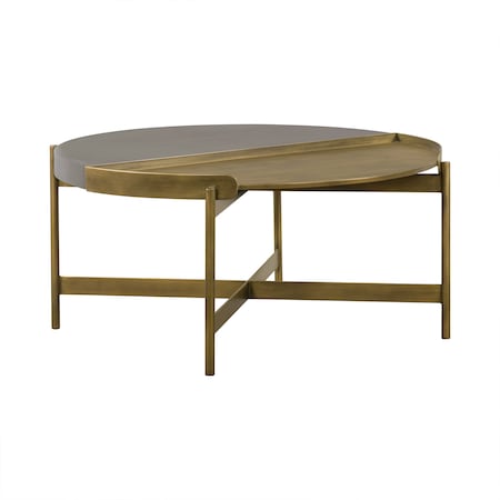 Armen Living Dua Gray Concrete Coffee Table with Antique Brass LCDUCOCC